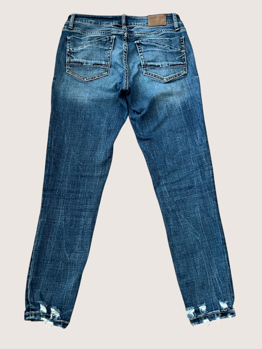 BKE Stella Low Rise Dark Blue Skinny Ankle Jeans with Distressed Hem - Picture 5 of 14
